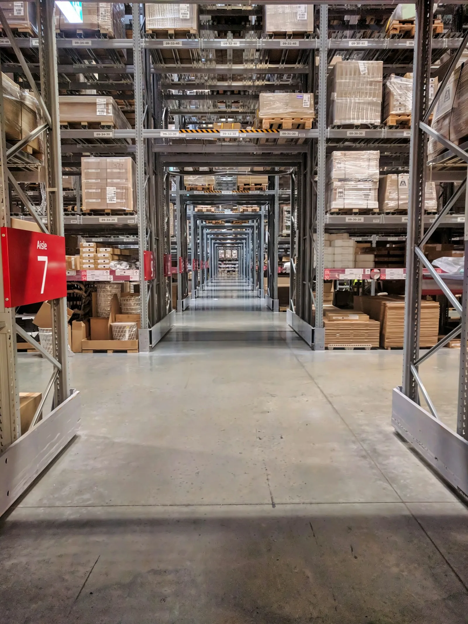 Shelves of a professional materials warehouse